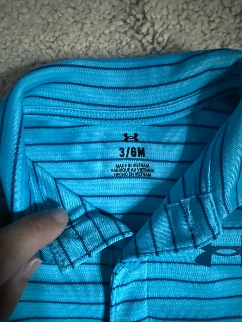 Under Armour Teal Blue Stripe Polo Baby One-Piece Bodysuit size 3-6
